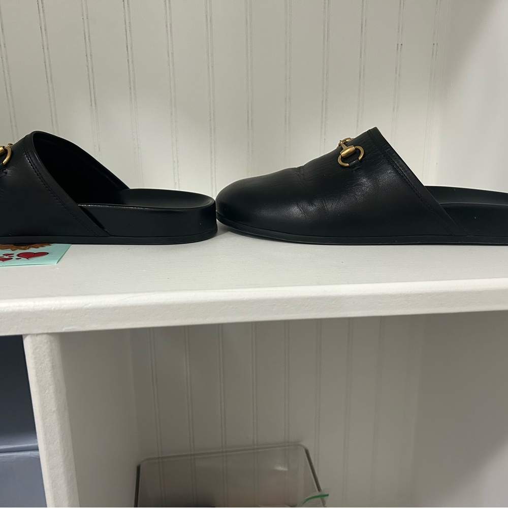 Gucci Black Leather Mules with Gold Horsebit - Picture 6 of 6